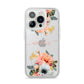 Personalised Name Clear Floral iPhone 14 Pro Clear Tough Case Silver