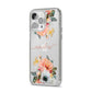 Personalised Name Clear Floral iPhone 14 Pro Max Clear Tough Case Silver Angled Image