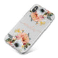 Personalised Name Clear Floral iPhone X Bumper Case on Silver iPhone