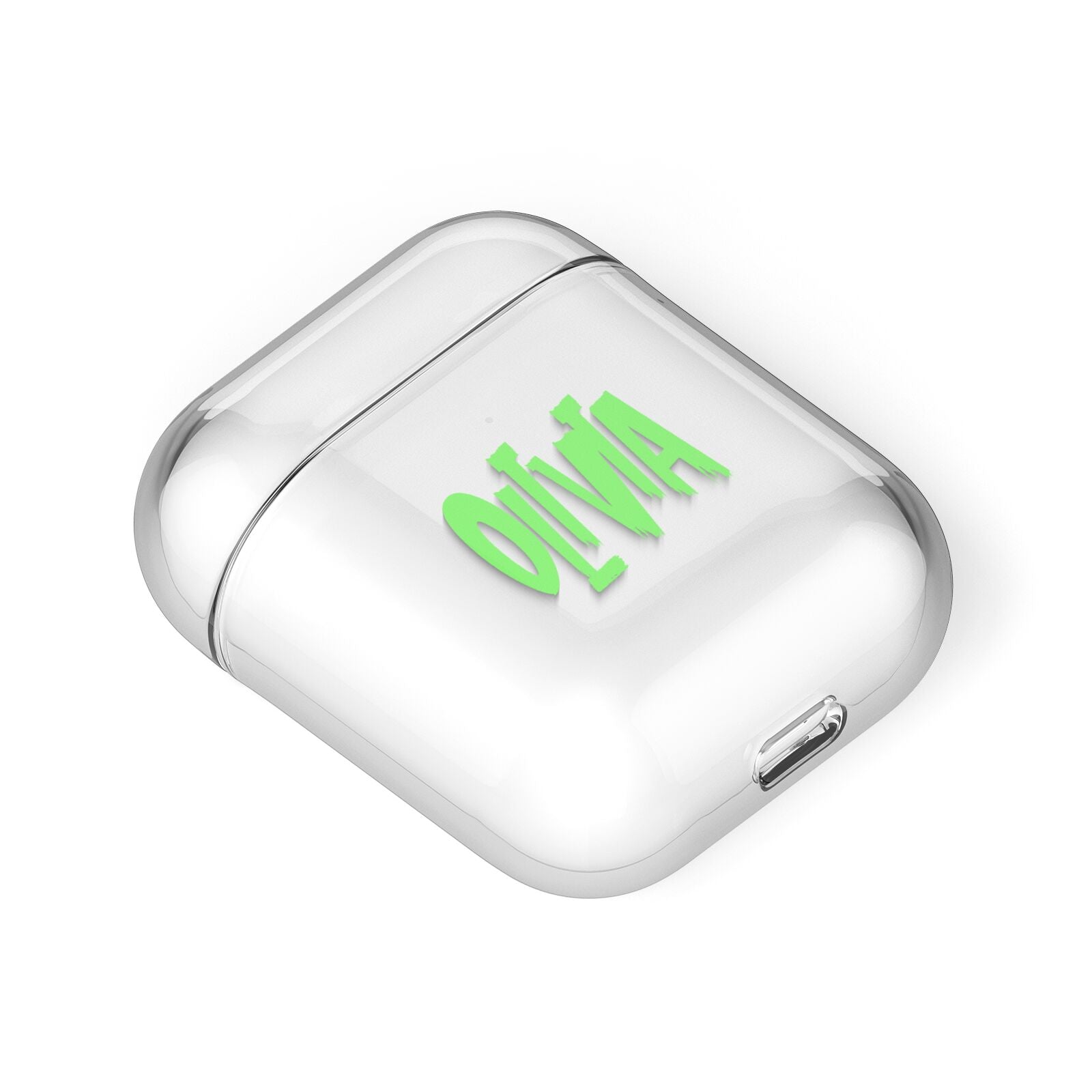 Personalised Name Green Spooky AirPods Case Laid Flat