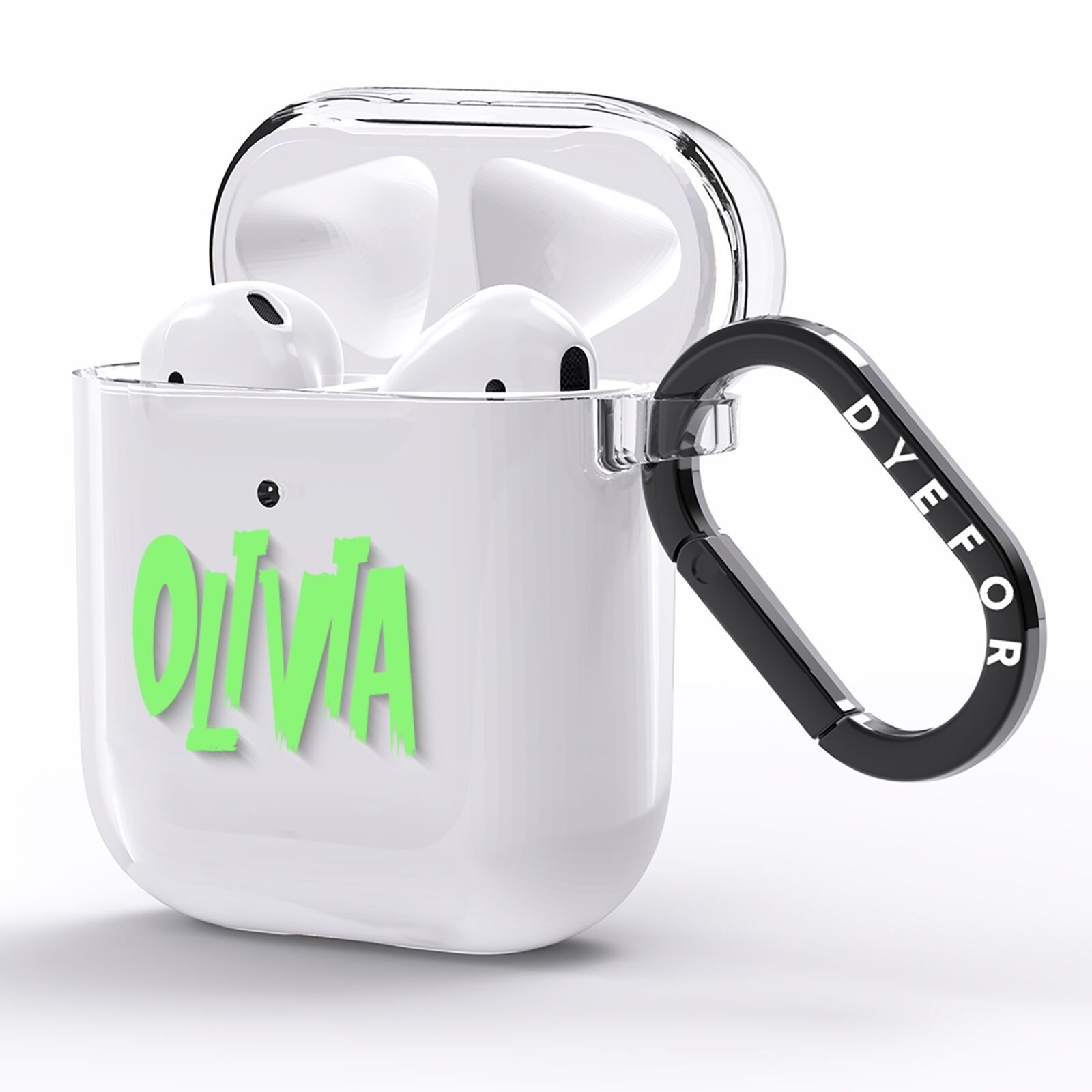 Personalised Name Green Spooky AirPods Clear Case Side Image
