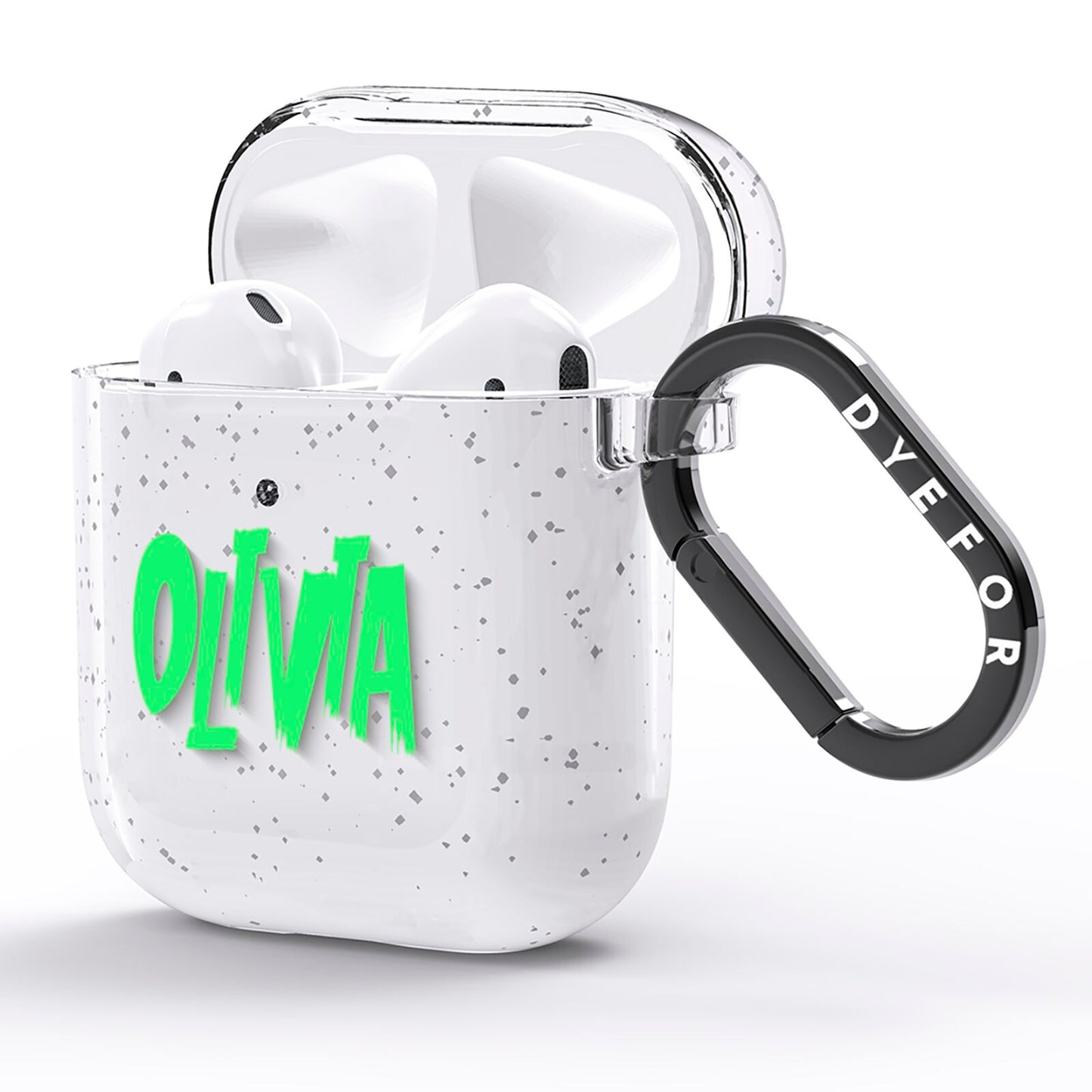 Personalised Name Green Spooky AirPods Glitter Case Side Image