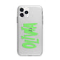 Personalised Name Green Spooky Apple iPhone 11 Pro Max in Silver with Bumper Case