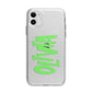 Personalised Name Green Spooky Apple iPhone 11 in White with Bumper Case