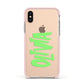Personalised Name Green Spooky Apple iPhone Xs Impact Case Pink Edge on Gold Phone