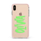 Personalised Name Green Spooky Apple iPhone Xs Max Impact Case Pink Edge on Gold Phone