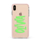 Personalised Name Green Spooky Apple iPhone Xs Max Impact Case Pink Edge on Gold Phone