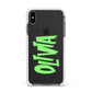 Personalised Name Green Spooky Apple iPhone Xs Max Impact Case White Edge on Black Phone