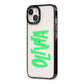 Personalised Name Green Spooky iPhone 13 Black Impact Case Side Angle on Silver phone
