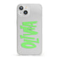 Personalised Name Green Spooky iPhone 13 Clear Bumper Case