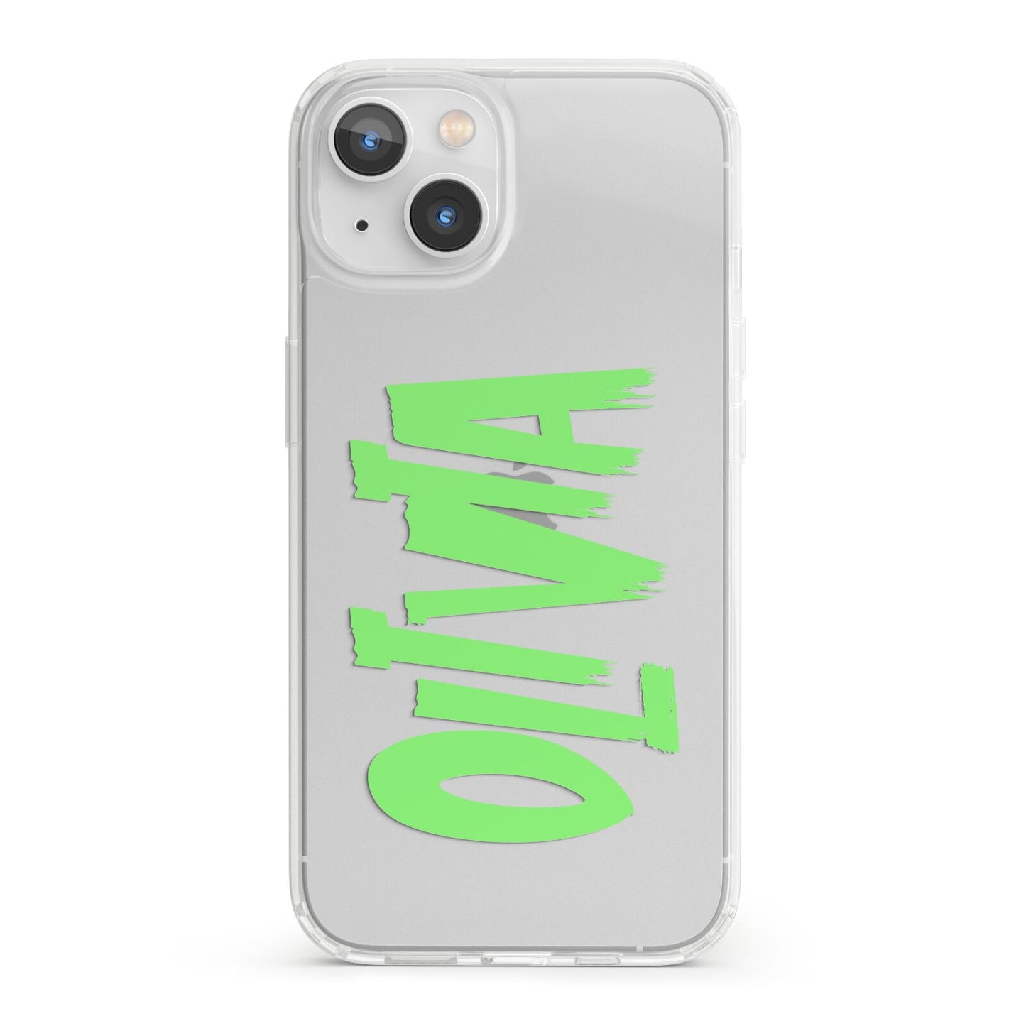 Personalised Name Green Spooky iPhone 13 Clear Bumper Case