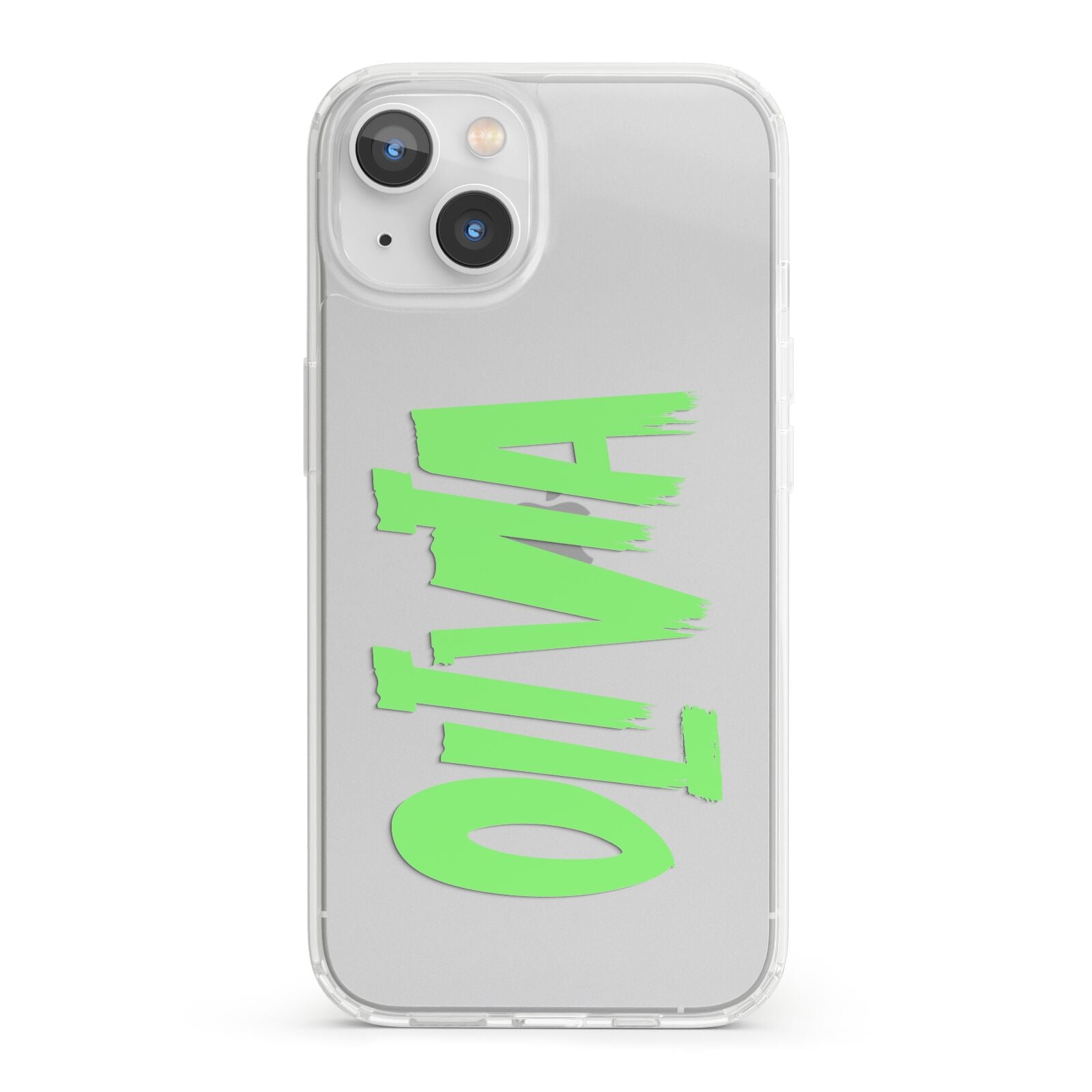 Personalised Name Green Spooky iPhone 13 Clear Bumper Case