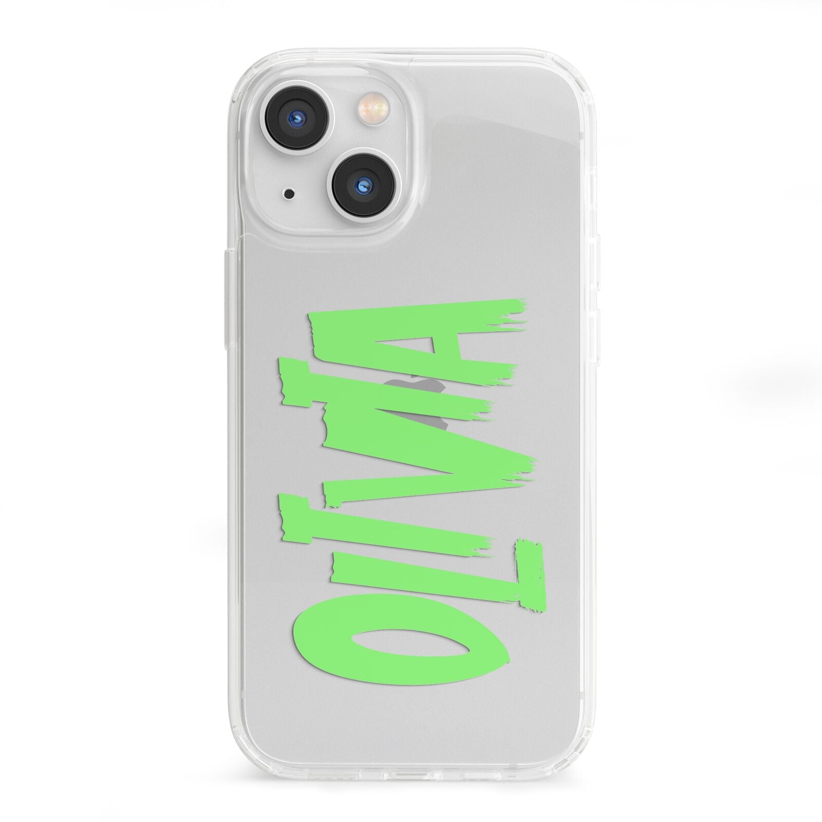Personalised Name Green Spooky iPhone 13 Mini Clear Bumper Case