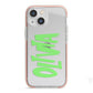 Personalised Name Green Spooky iPhone 13 Mini TPU Impact Case with Pink Edges