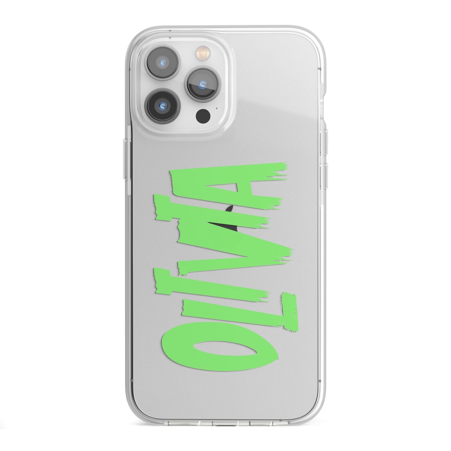 Personalised Name Green Spooky iPhone 13 Pro Max TPU Impact Case with White Edges