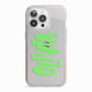 Personalised Name Green Spooky iPhone 13 Pro TPU Impact Case with Pink Edges