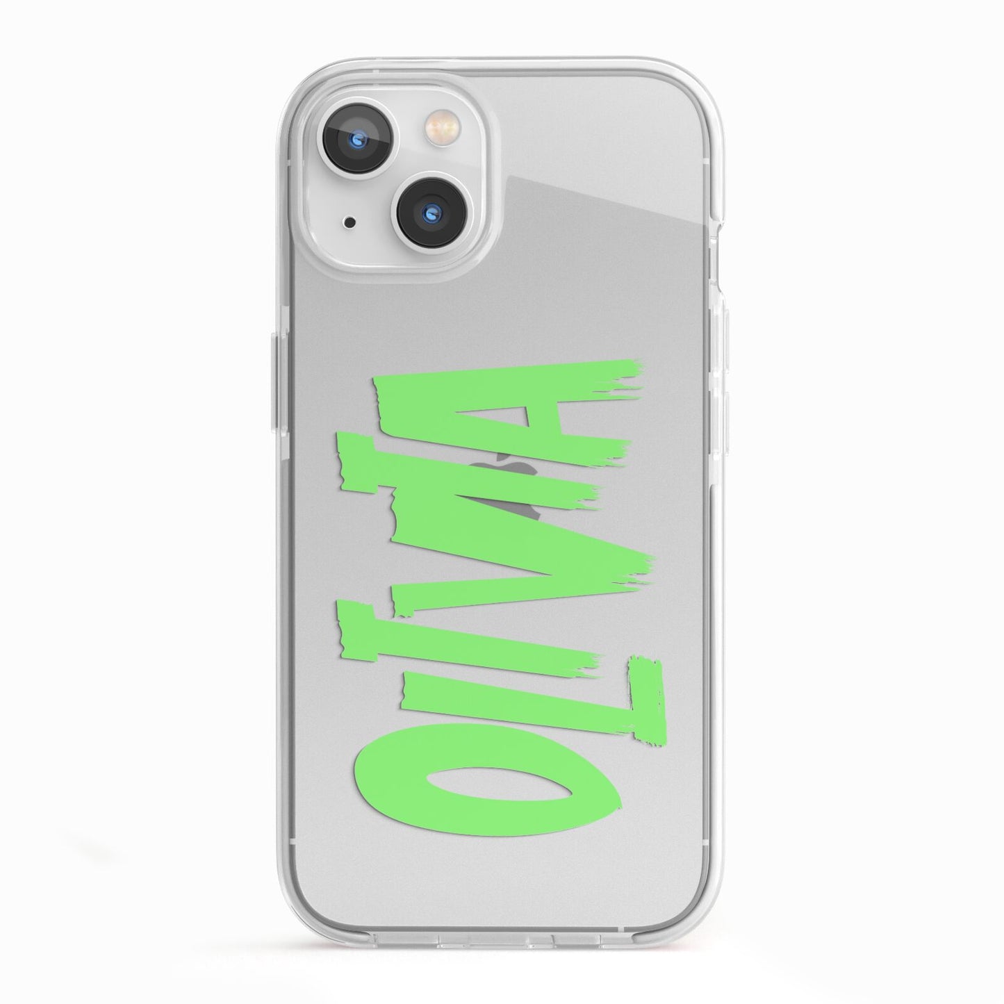 Personalised Name Green Spooky iPhone 13 TPU Impact Case with White Edges