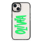 Personalised Name Green Spooky iPhone 14 Black Impact Case on Silver phone
