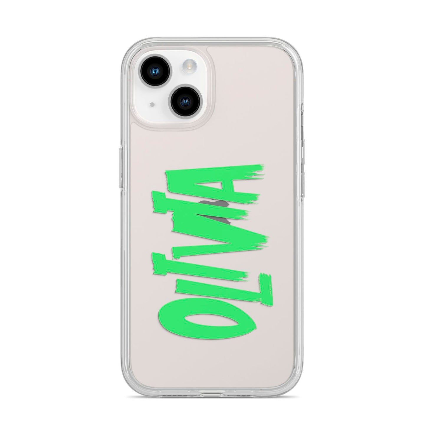 Personalised Name Green Spooky iPhone 14 Clear Tough Case Starlight