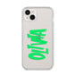 Personalised Name Green Spooky iPhone 14 Plus Clear Tough Case Starlight