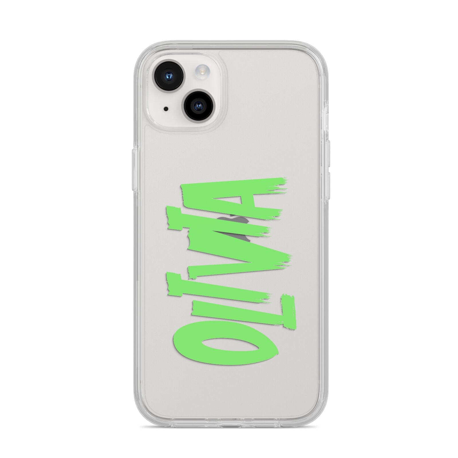 Personalised Name Green Spooky iPhone 14 Plus Clear Tough Case Starlight