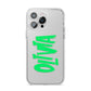 Personalised Name Green Spooky iPhone 14 Pro Max Clear Tough Case Silver