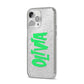 Personalised Name Green Spooky iPhone 14 Pro Max Glitter Tough Case Silver Angled Image