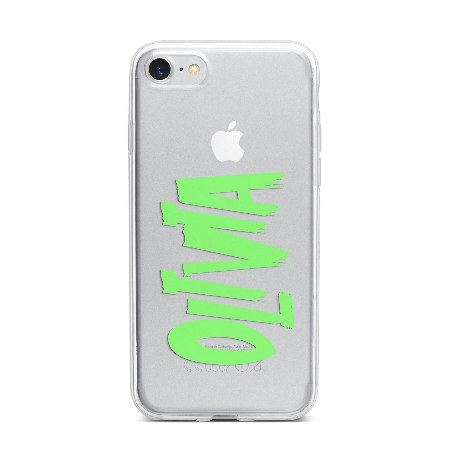 Personalised Name Green Spooky iPhone 7 Bumper Case on Silver iPhone