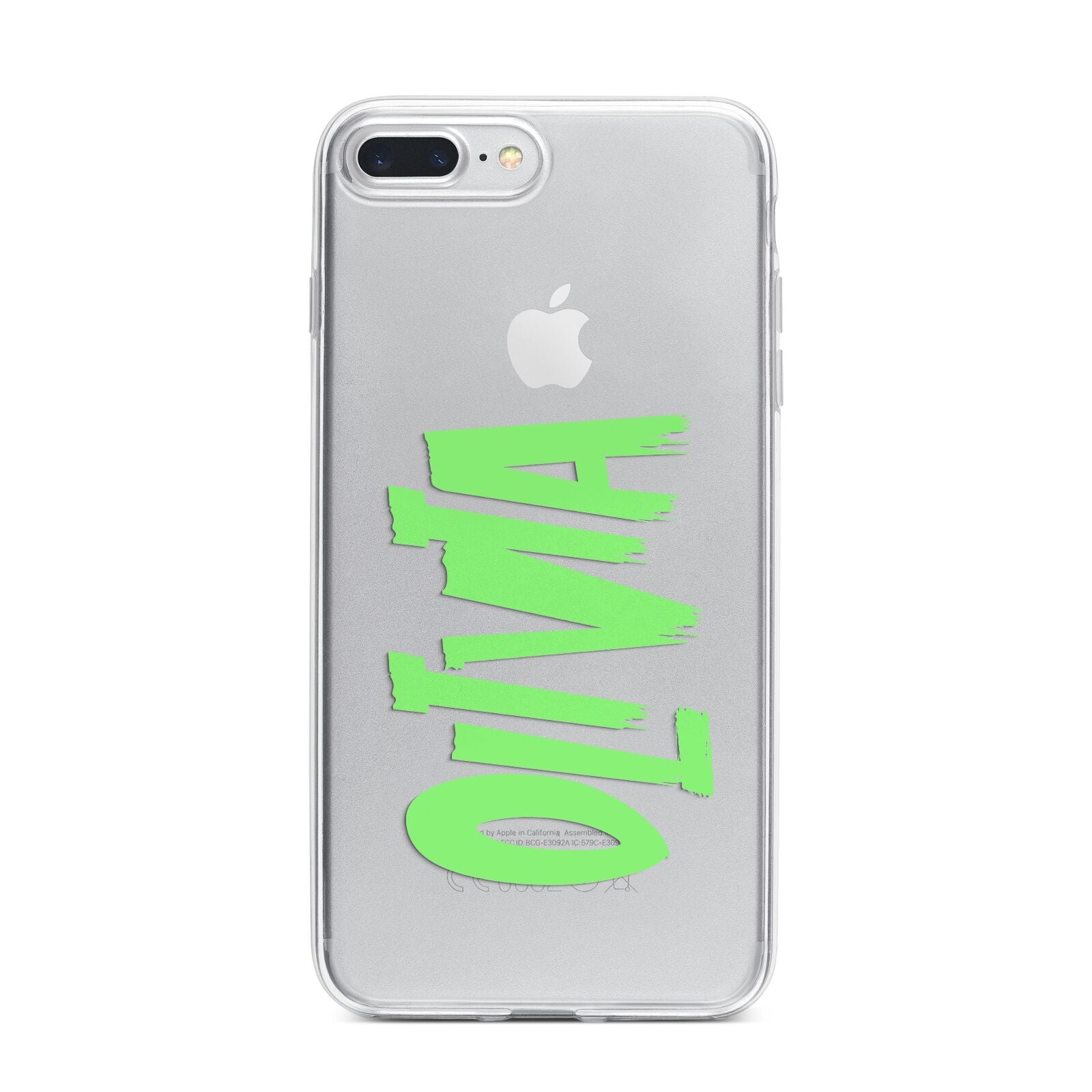 Personalised Name Green Spooky iPhone 7 Plus Bumper Case on Silver iPhone