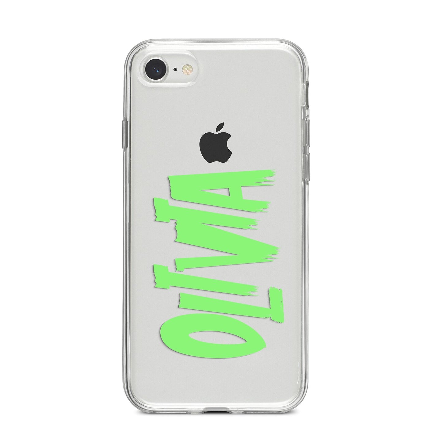 Personalised Name Green Spooky iPhone 8 Bumper Case on Silver iPhone