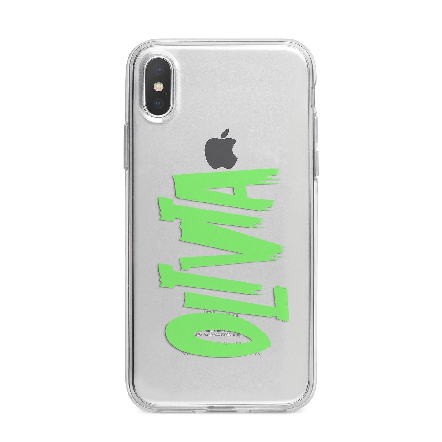 Personalised Name Green Spooky iPhone X Bumper Case on Silver iPhone Alternative Image 1