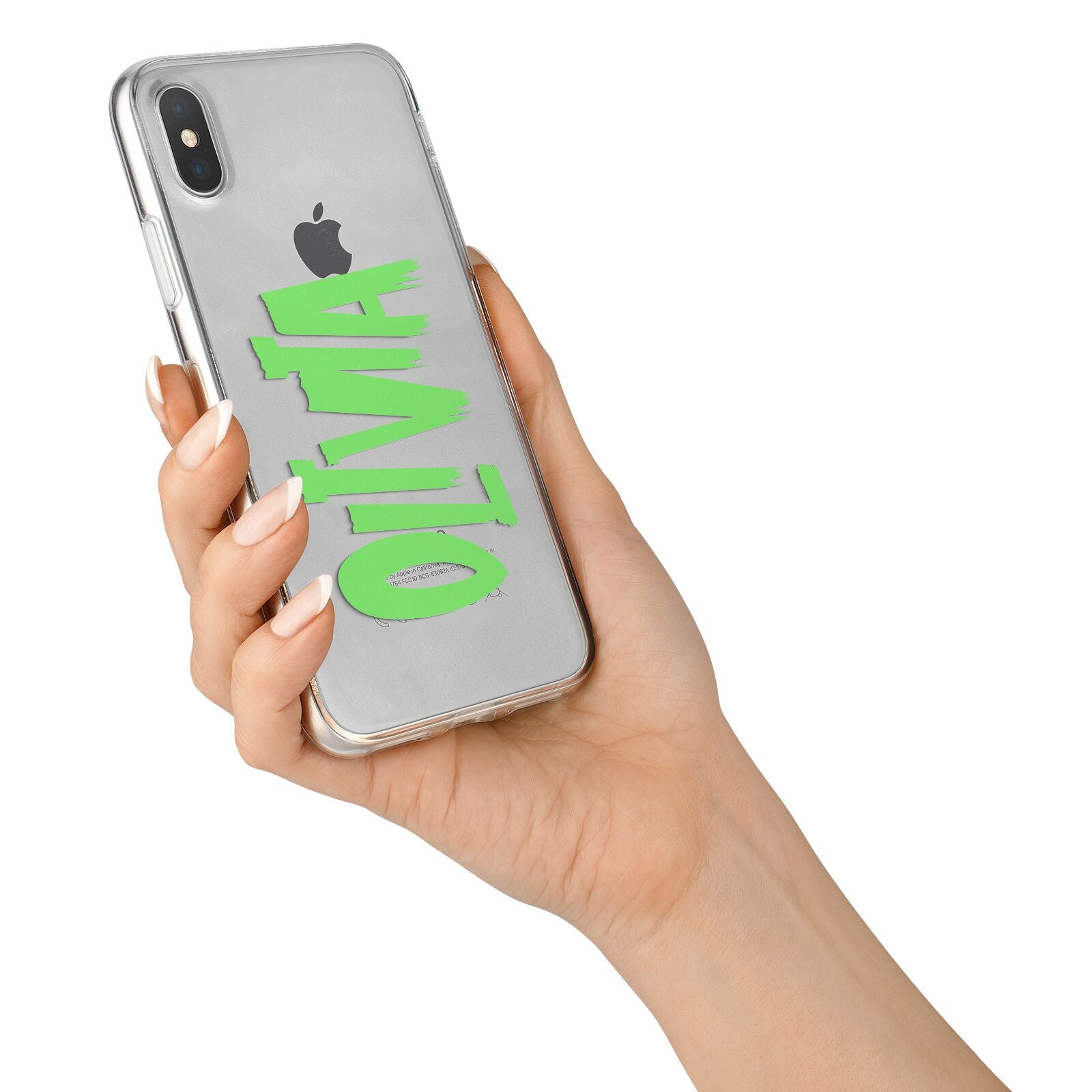 Personalised Name Green Spooky iPhone X Bumper Case on Silver iPhone Alternative Image 2