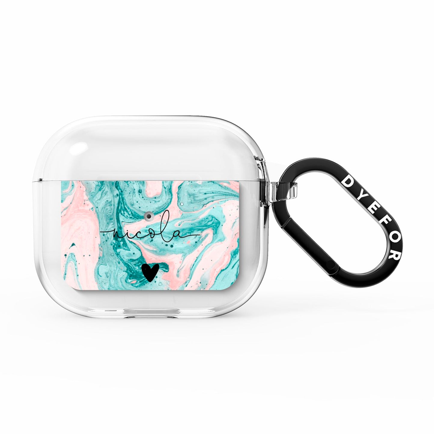 Personalised Name Green Swirl Marble AirPods Clear Case 3rd Gen