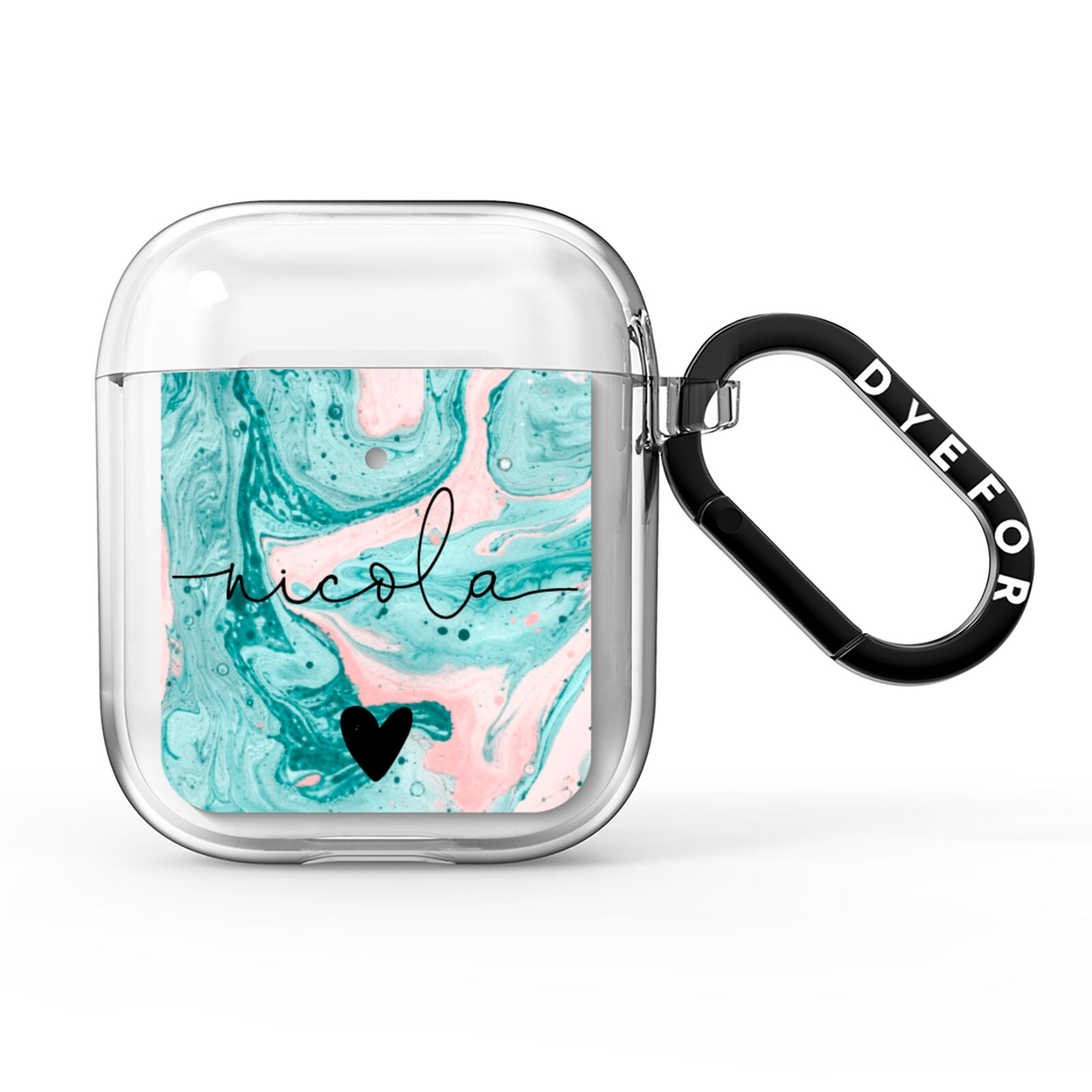 Personalised Name Green Swirl Marble AirPods Clear Case