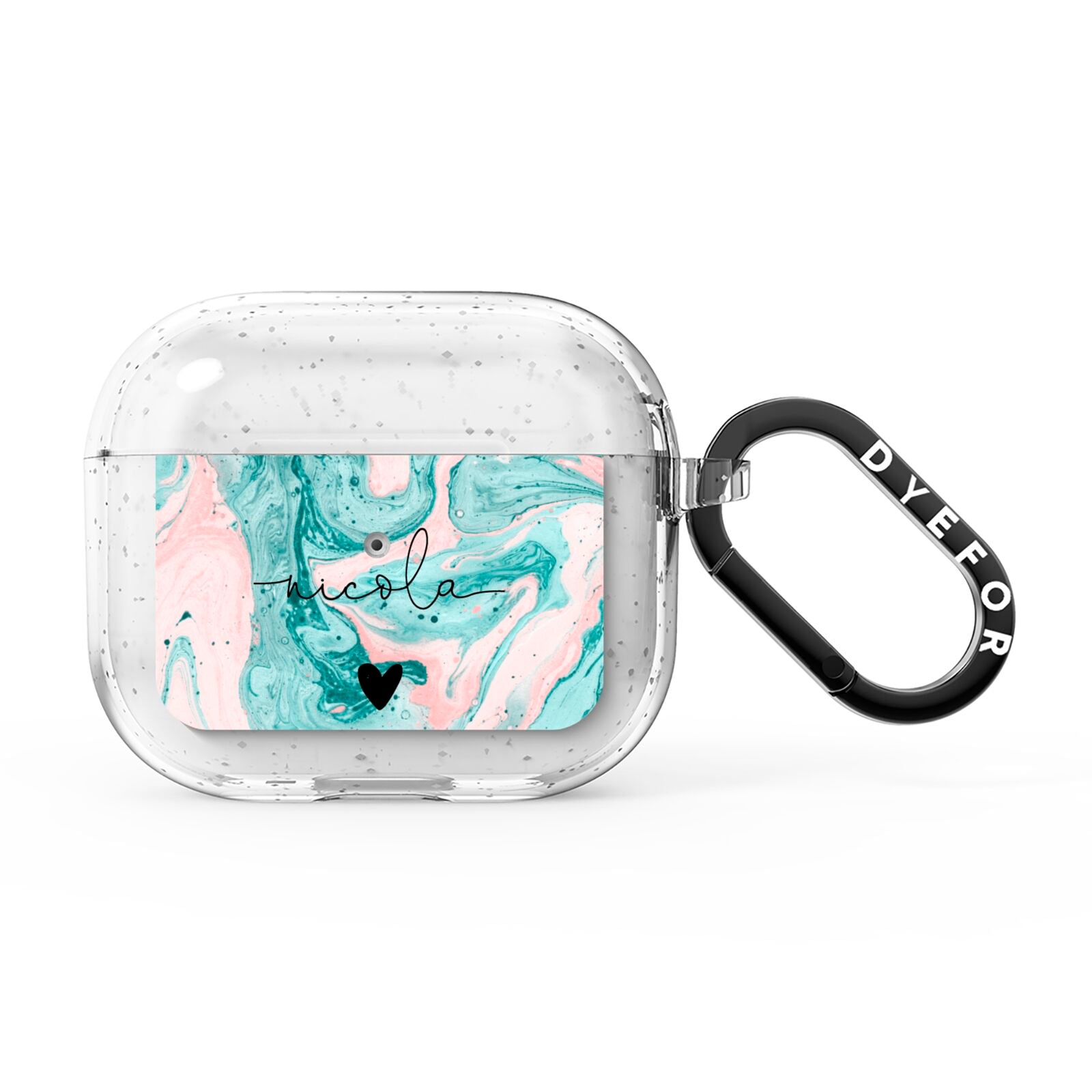 Personalised Name Green Swirl Marble AirPods Glitter Case 3rd Gen