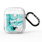 Personalised Name Green Swirl Marble AirPods Glitter Case