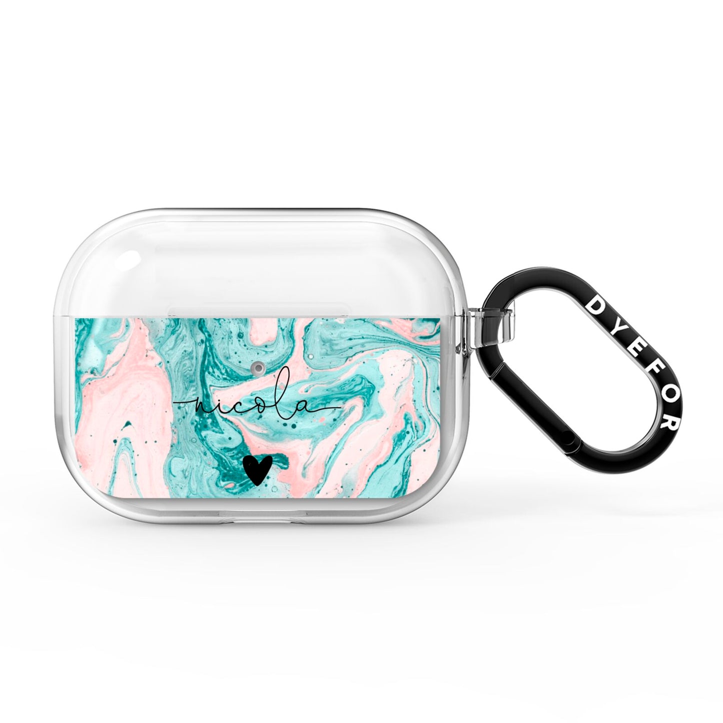 Personalised Name Green Swirl Marble AirPods Pro Clear Case