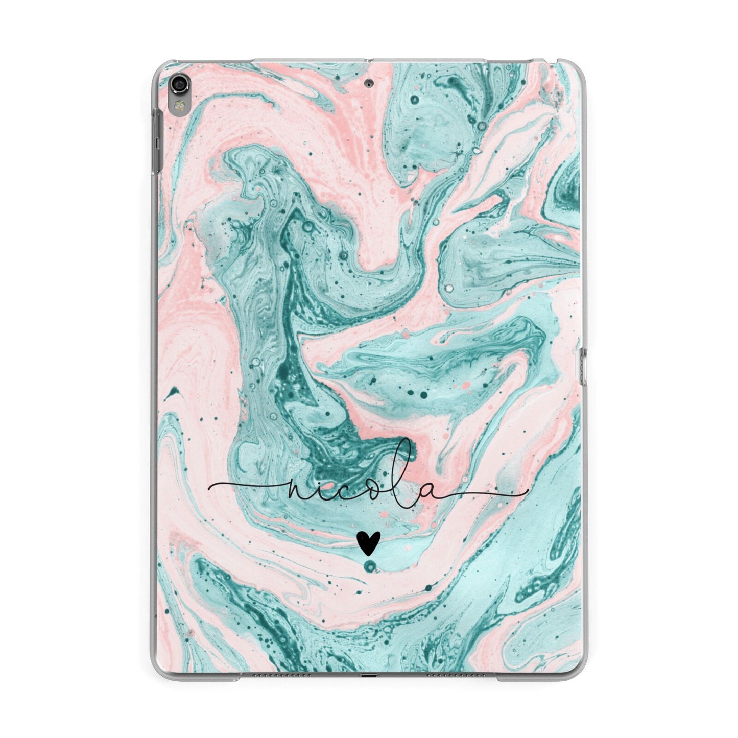 Personalised Name Green Swirl Marble Apple iPad Grey Case