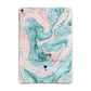 Personalised Name Green Swirl Marble Apple iPad Rose Gold Case