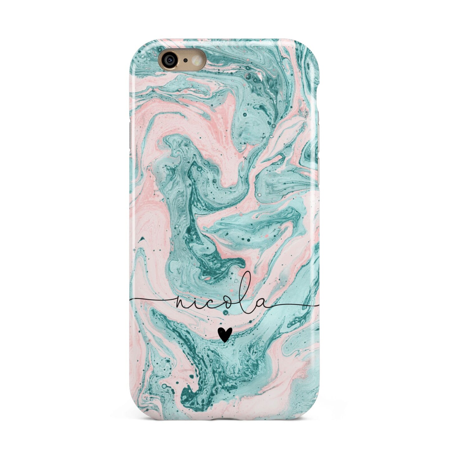 Personalised Name Green Swirl Marble Apple iPhone 6 3D Tough Case