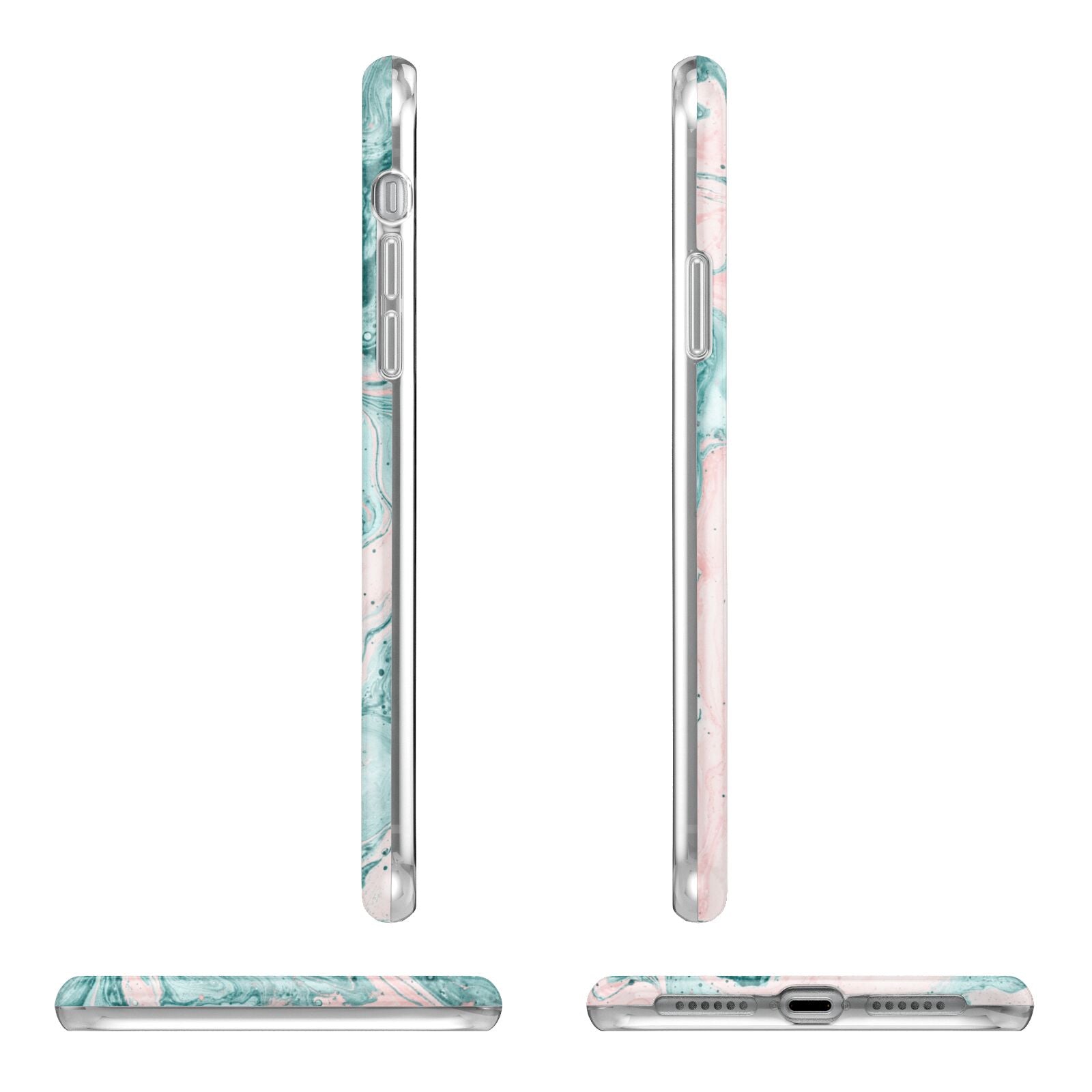 Personalised Name Green Swirl Marble Apple iPhone XR in White with 3D Wrap Tough Case Alternative Image Angles