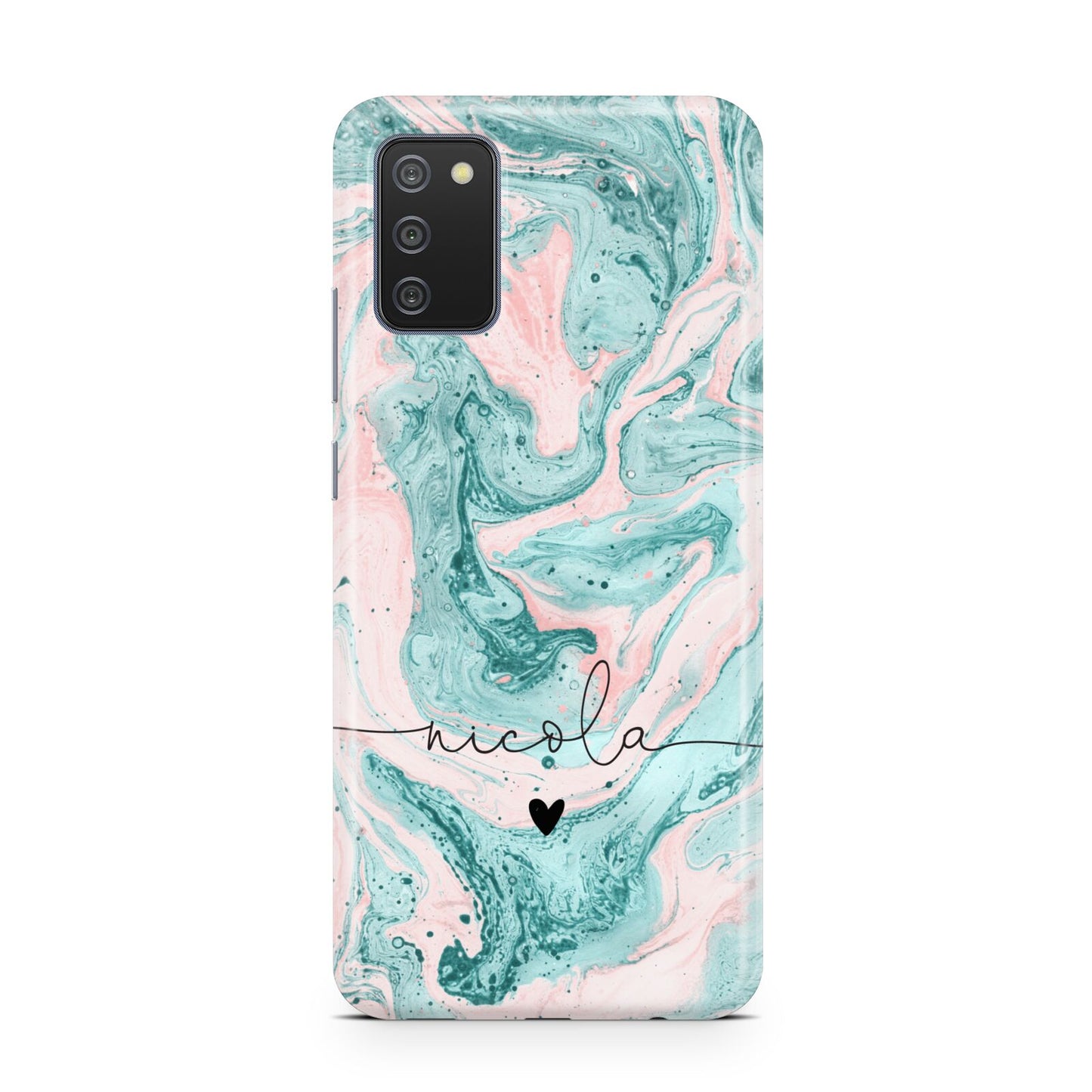 Personalised Name Green Swirl Marble Samsung A02s Case