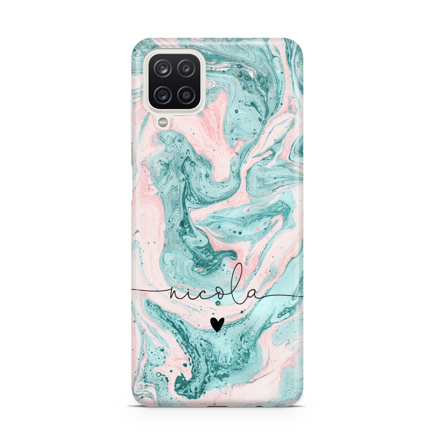 Personalised Name Green Swirl Marble Samsung A12 Case