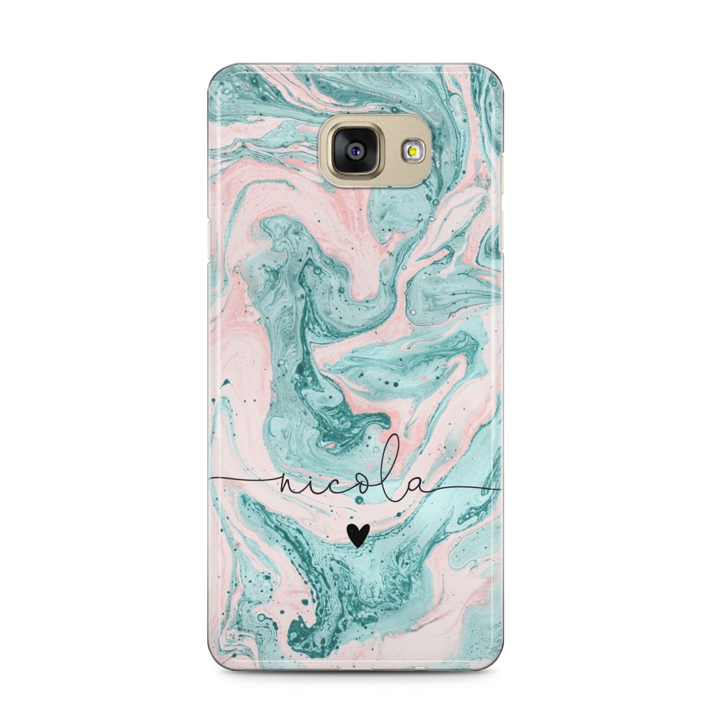 Personalised Name Green Swirl Marble Samsung Galaxy A5 2016 Case on gold phone