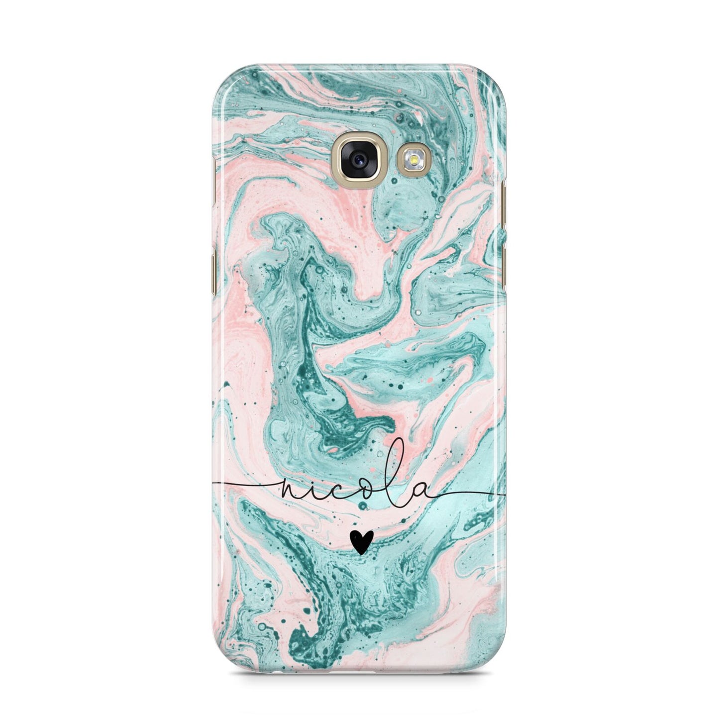 Personalised Name Green Swirl Marble Samsung Galaxy A5 2017 Case on gold phone