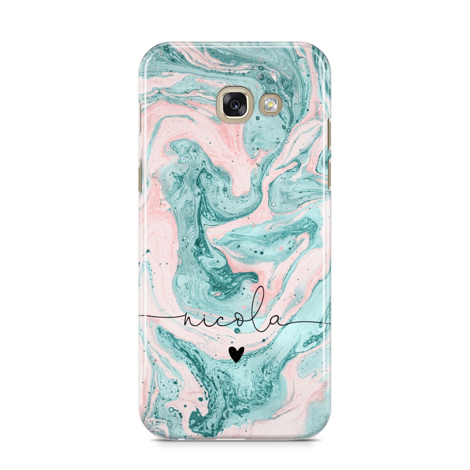 Personalised Name Green Swirl Marble Samsung Galaxy A5 2017 Case on gold phone