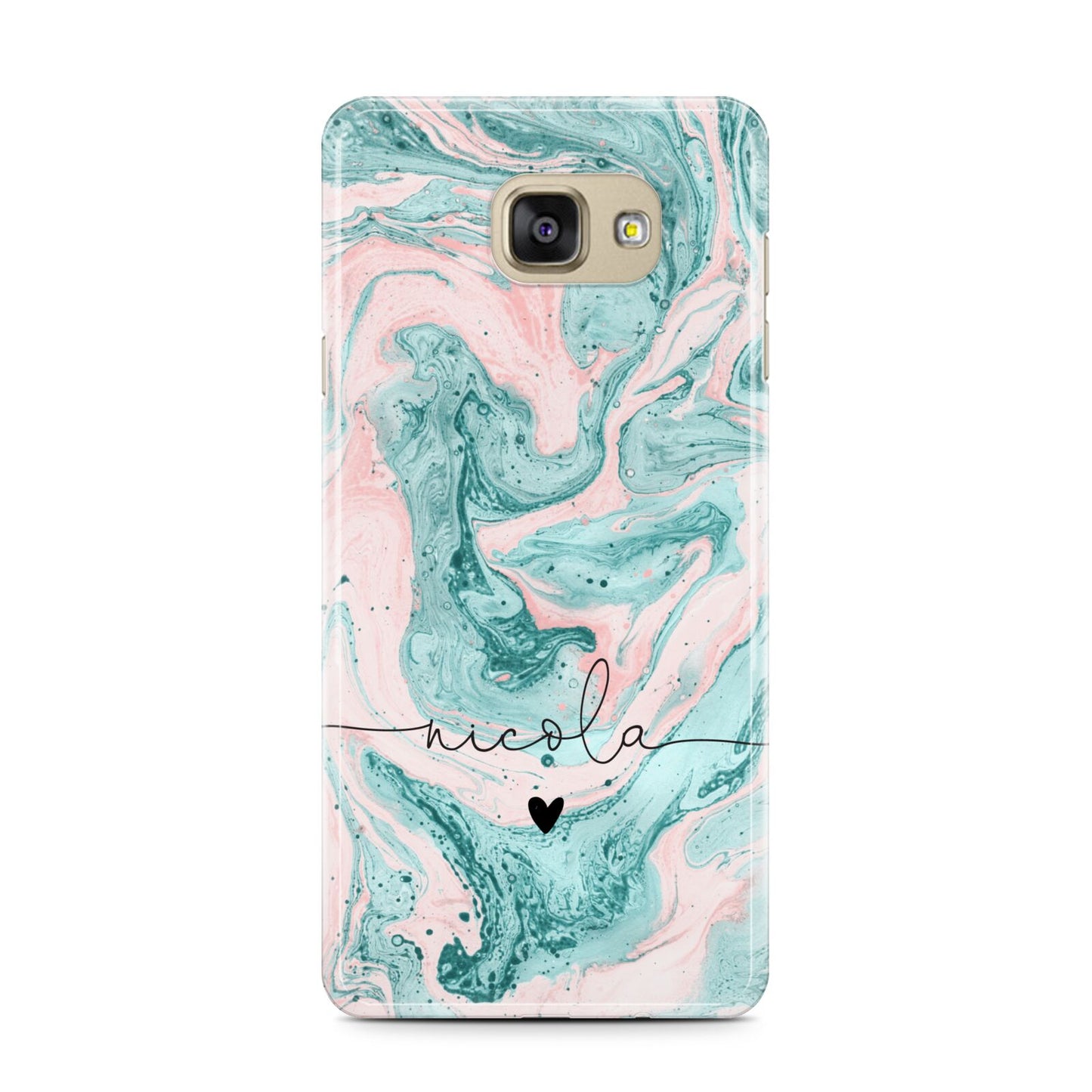 Personalised Name Green Swirl Marble Samsung Galaxy A7 2016 Case on gold phone