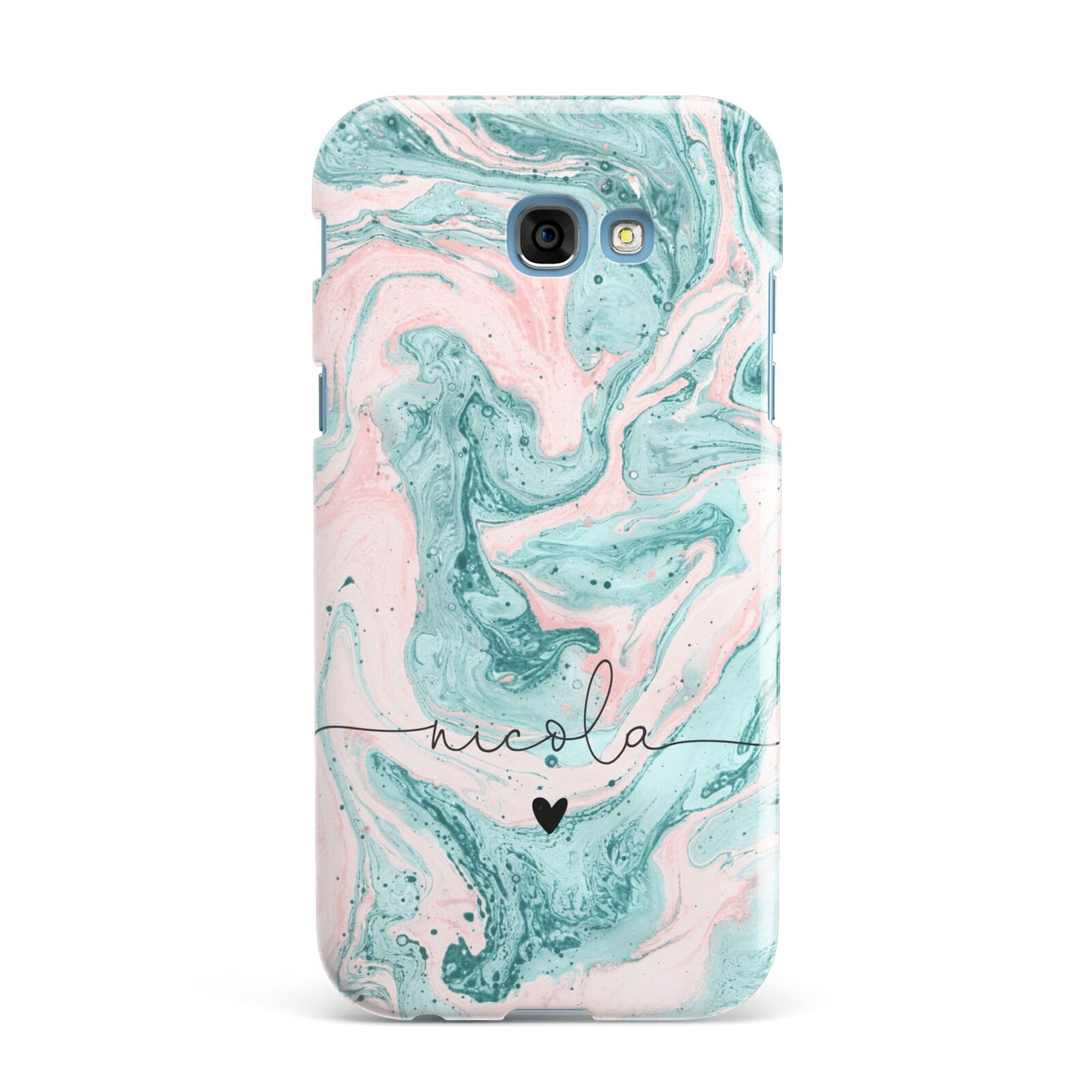 Personalised Name Green Swirl Marble Samsung Galaxy A7 2017 Case