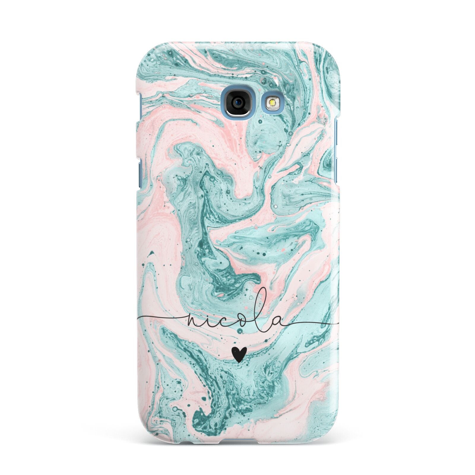 Personalised Name Green Swirl Marble Samsung Galaxy A7 2017 Case