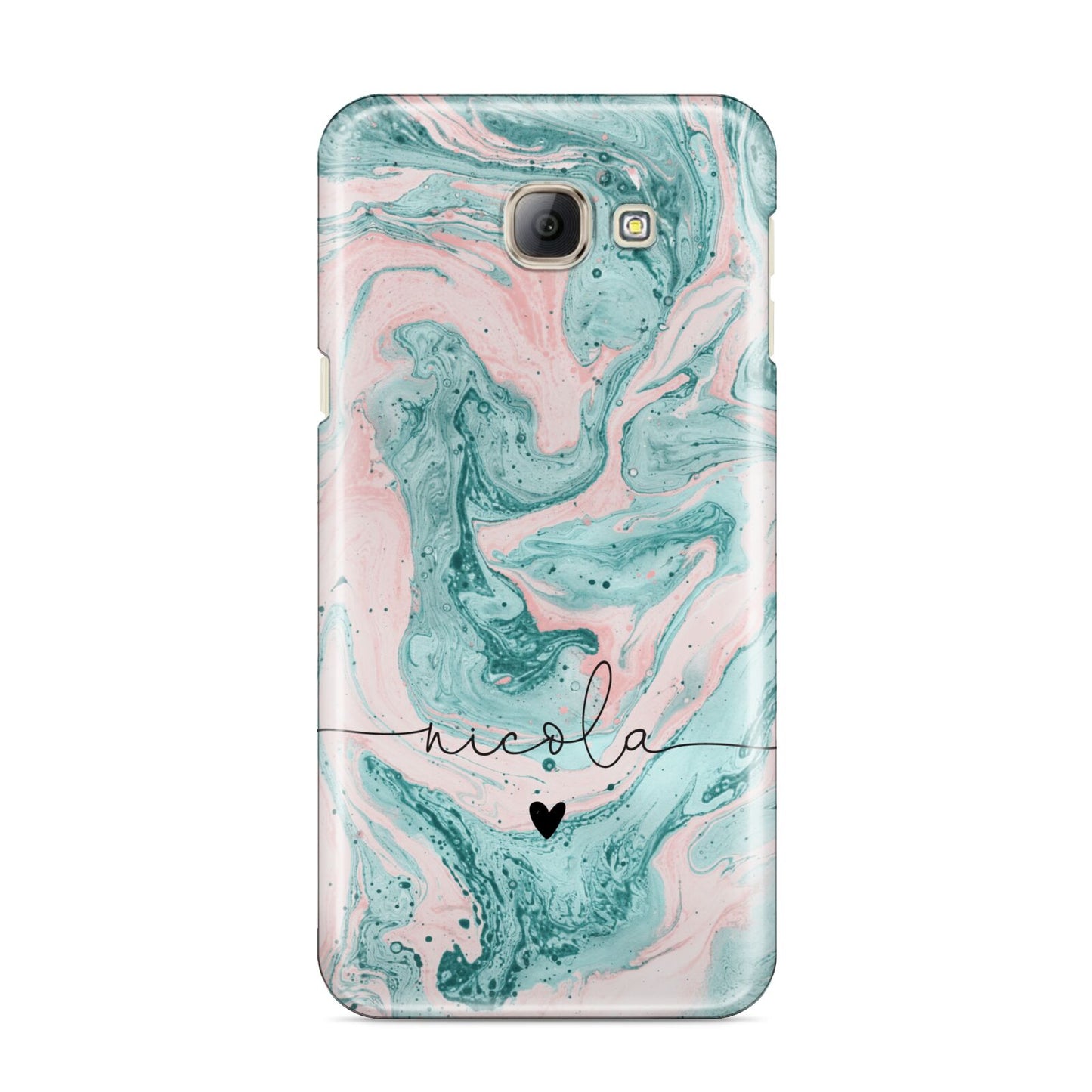 Personalised Name Green Swirl Marble Samsung Galaxy A8 2016 Case